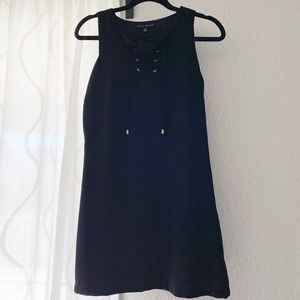 Black Nice Thick Material Tie Up Dress